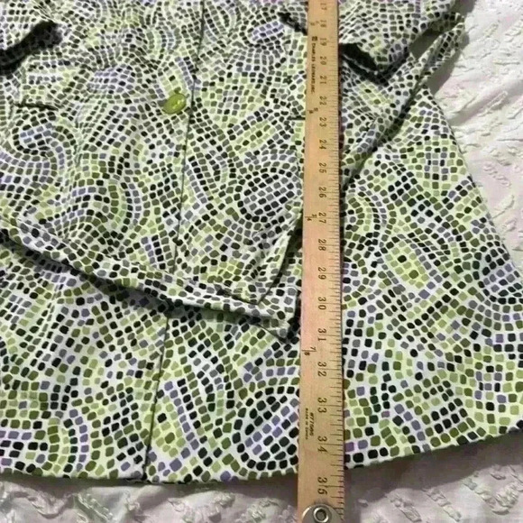 Willi Smith Jacket Size 4 Raincoat Jacket Lime Green Purple Belted Mid Length - Picture 6 of 10